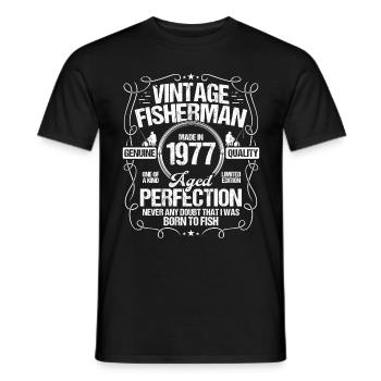 1977 Pêche pour pêcheur 1977 Année de naissance Pêcheur - T-shirt homme - noir - Devant - AI Model Male 178 light (178cm)