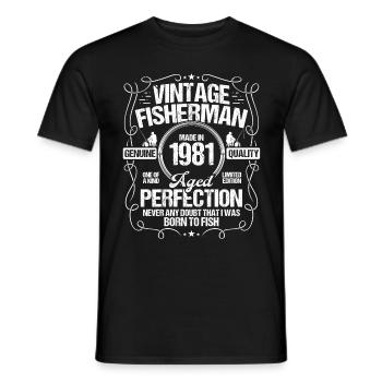 1981 Fishing for Fisherman 1981 Year Born Angler - Männer T-Shirt - Schwarz - Vorne - AI Model Male 178 light (178cm)