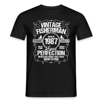 1987 Fishing for Fisherman 1987 Year Born Angler - Männer T-Shirt - Schwarz - Vorne - AI Model Male 178 light (178cm)