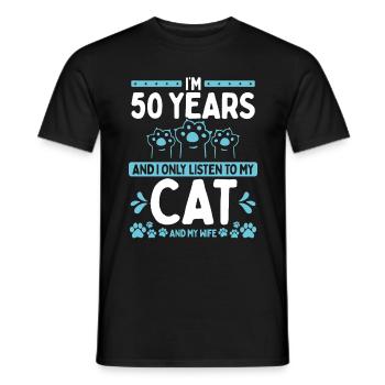 50 Year Old Birthday Cat Dad Cat 50 Birthday - Men's T-Shirt - black - Front - AI Model Male 178 light (178cm)