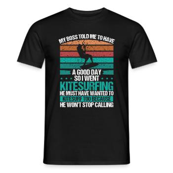 Kitesurfer Vintage Humor Funny Kitesurfing Retro - Men's T-Shirt - black - Front - AI Model Male 178 light (178cm)