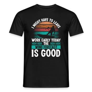 Kitesurfing Wind Forecast Kiteboarding Kitesurf - Men's T-Shirt - black - Front - AI Model Male 178 light (178cm)