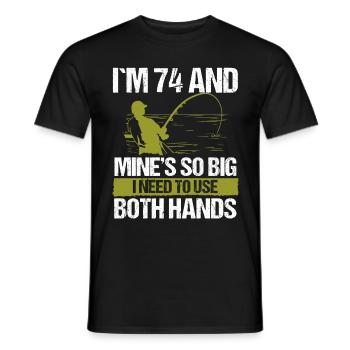 Leurre de pêche de 74 ans Canne de pêcheur Drôle 74 - T-shirt homme - noir - Devant - AI Model Male 178 light (178cm)