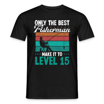 15 Fishing Level 15 Year Old Angler Fisherman - Men's T-Shirt - black - Front - AI Model Male 178 light (178cm)