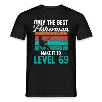 69 Fishing Level 69 Year Old Angler Fisherman - Men's T-Shirt - black - Front - AI Model Male 178 light (178cm)
