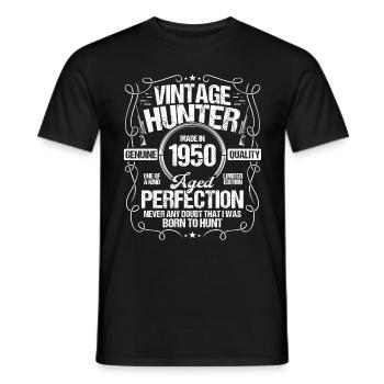 1950 Hunting for Boar Hunter Dog 1950 Year Born - Männer T-Shirt - Schwarz - Vorne - AI Model Male 178 light (178cm)