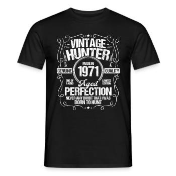 1971 Chasse au chien chasseur de sanglier 1971 Année de naissance - T-shirt homme - noir - Devant - AI Model Male 178 light (178cm)