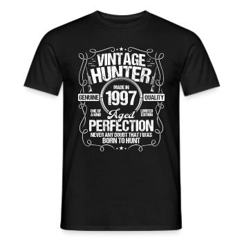 1997 Chasse au chien chasseur de sanglier 1997 Année de naissance - T-shirt homme - noir - Devant - AI Model Male 178 light (178cm)