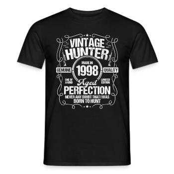 1998 Hunting for Boar Hunter Dog 1998 Year Born - Männer T-Shirt - Schwarz - Vorne - AI Model Male 178 light (178cm)