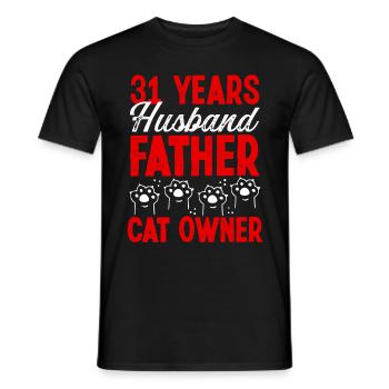 31 for Men Husband Father Day 31 Year Cat Dad - Men's T-Shirt - black - Front - AI Model Male 178 light (178cm)
