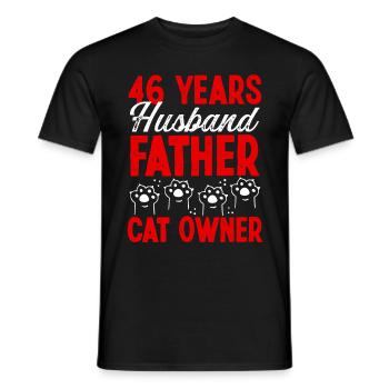46 for Men Husband Father Day 46 Year Cat Dad - Men's T-Shirt - black - Front - AI Model Male 178 light (178cm)