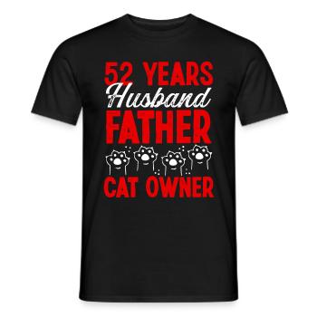52 for Men Husband Father Day 52 Year Cat Dad - Men's T-Shirt - black - Front - AI Model Male 178 light (178cm)
