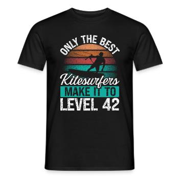 42 Kitesurf Niveau 42 Ans Rétro Kitesurf - T-shirt homme - noir - Devant - AI Model Male 178 light (178cm)