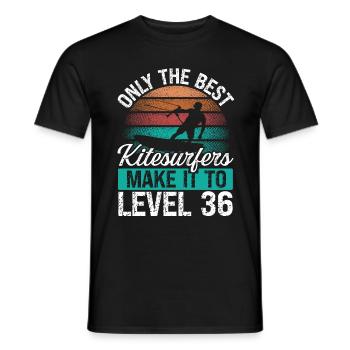 36 Kitesurf Niveau 36 Ans Rétro Kitesurf - T-shirt homme - noir - Devant - AI Model Male 178 light (178cm)