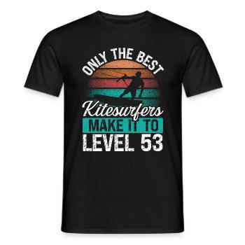 53 Kitesurf Level 53 Year Retro Kiteboarding - Men's T-Shirt - black - Front - AI Model Male 178 light (178cm)