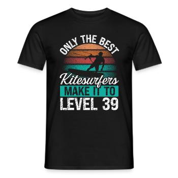 39 Kitesurf Niveau 39 Ans Rétro Kitesurf - T-shirt homme - noir - Devant - AI Model Male 178 light (178cm)