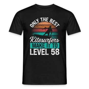 58 Kitesurf Level 58 Year Retro Kiteboarding - Men's T-Shirt - black - Front - AI Model Male 178 light (178cm)