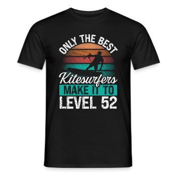 52 Kitesurf Level 52 Year Retro Kiteboarding - Men's T-Shirt - black - Front - AI Model Male 178 light (178cm)