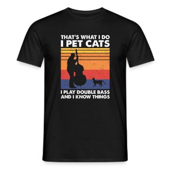 Double bass players and cat lovers - Men's T-Shirt - black - Front - AI Model Male 178 light (178cm)