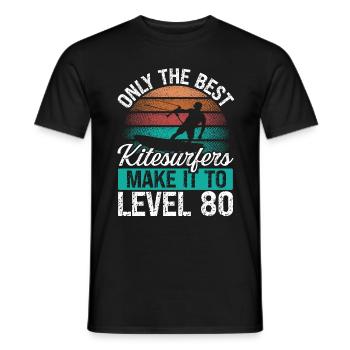 80 Kitesurf Level 80 Year Retro Kiteboarding - Men's T-Shirt - black - Front - AI Model Male 178 light (178cm)