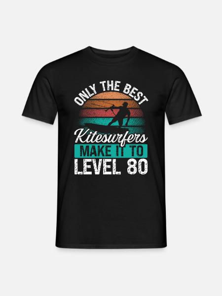 80 Kitesurf Level 80 Year Retro Kiteboarding - Männer T-Shirt - Schwarz