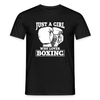 Just A Girl Who Loves Boxing, Witzige Boxerinnen - Männer T-Shirt - Schwarz - Vorne - AI Model Male 178 light (178cm)