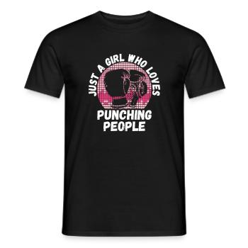 Just A Girl Who Loves Punching People, Boxerin - Männer T-Shirt - Schwarz - Vorne - AI Model Male 178 light (178cm)
