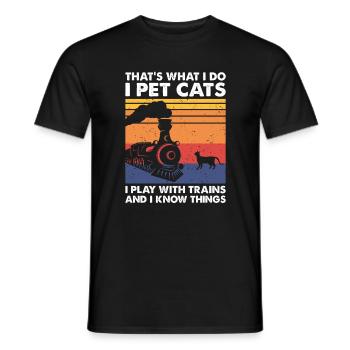 Dat is wat katten met treinen spelen modeltrein - Heren T-shirt - zwart - Voor - AI Model Male 178 light (178cm)