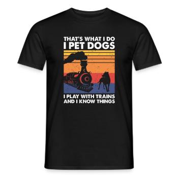 C’est ce que les chiens de compagnie jouent avec les trains miniatures - T-shirt homme - noir - Devant - AI Model Male 178 light (178cm)