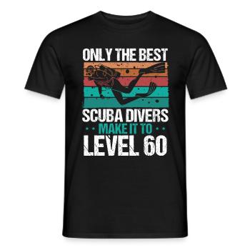 60 Scuba Diving Level 60 Year Diver Snorkeling - Men's T-Shirt - black - Front - AI Model Male 178 light (178cm)