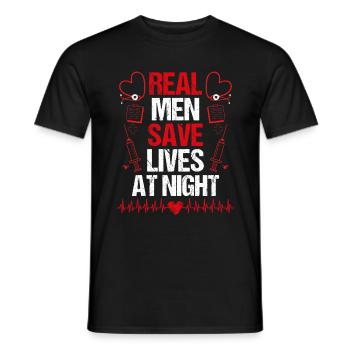 Service médical d’urgence Les hommes sauvent la nuit Infirmière aux urgences - T-shirt homme - noir - Devant - AI Model Male 178 light (178cm)