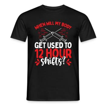 Infirmière médicale d’urgence Quarts de travail de 12 heures cardiaques - T-shirt homme - noir - Devant - AI Model Male 178 light (178cm)