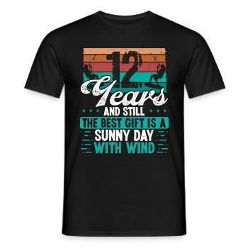 12 Year Old Kitesurfer Kiteboarding 12 Birthday - Men's T-Shirt - black - Front - AI Model Male 178 light (178cm)