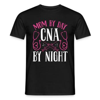 Night Shift CNA Mom by Day Nursing Assistant Night - Men's T-Shirt - black - Front - AI Model Male 178 light (178cm)