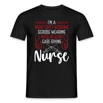 Nurse Night Shift Working Nursing RN CNA - Men's T-Shirt - black - Front - AI Model Male 178 light (178cm)