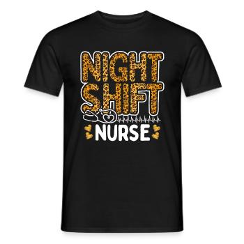 Nurse Night Shift Leopard Nursing Leo RN CNA - Men's T-Shirt - black - Front - AI Model Male 178 light (178cm)