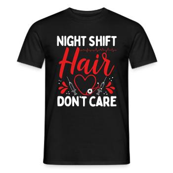 RN CNA Night Shift Hair Dont Care NurseRN CNA Nigh - Men's T-Shirt - black - Front - AI Model Male 178 light (178cm)