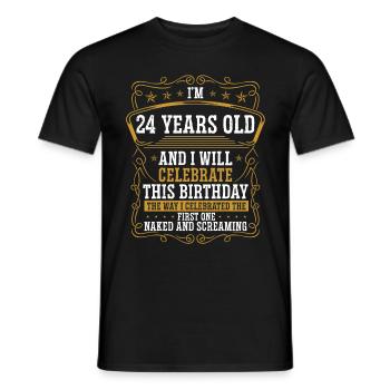 24 Anniversaire Drôle d’anniversaire Idée Humour 24 ans - T-shirt homme - noir - Devant - AI Model Male 178 light (178cm)