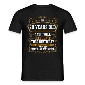28 Anniversaire Drôle d’anniversaire Idée Humour 28 ans - T-shirt homme - noir - Devant - AI Model Male 178 light (178cm)