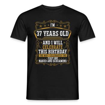 37 Anniversaire Drôle d’anniversaire Idée Humour 37 ans - T-shirt homme - noir - Devant - AI Model Male 178 light (178cm)