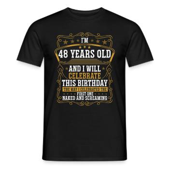 48 Anniversaire Drôle d’anniversaire Idée Humour 48 ans - T-shirt homme - noir - Devant - AI Model Male 178 light (178cm)