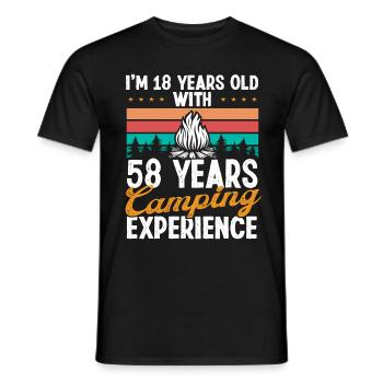 76 Year Old Camper Mountains Camping 76 Birthday - Men's T-Shirt - black - Front - AI Model Male 178 light (178cm)