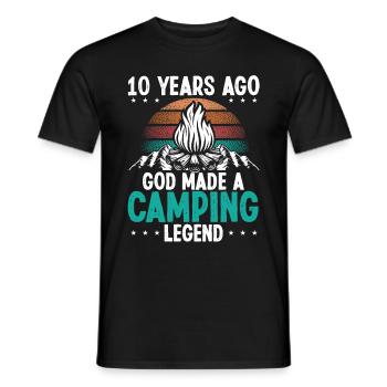 10 Year Old Camping Legend Scout 10Birthday Camper - Men's T-Shirt - black - Front - AI Model Male 178 light (178cm)