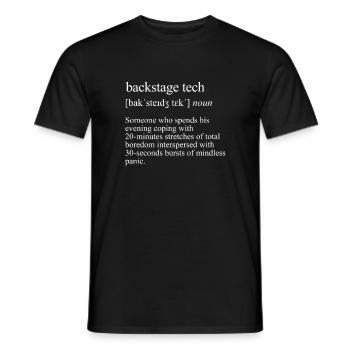 Funny Backstage Tech Definition, Bühnentechniker - Männer T-Shirt - Schwarz - Vorne - AI Model Male 178 light (178cm)
