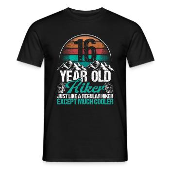 16 Birthday Hiking Mountains 16 Year Old Hiker - Männer T-Shirt - Schwarz - Vorne - AI Model Male 178 light (178cm)