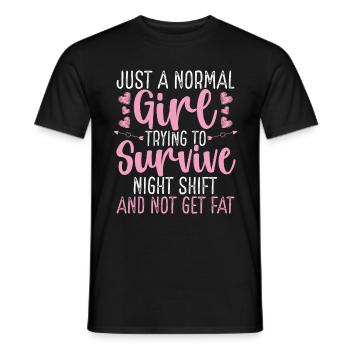 Night Shift Worker Girl Factory Worker Women - Men's T-Shirt - black - Front - AI Model Male 178 light (178cm)