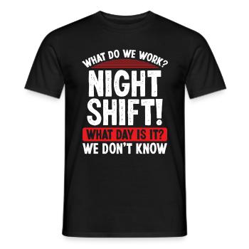 Night Shift Worker Funny Factory Worker Humor - Men's T-Shirt - black - Front - AI Model Male 178 light (178cm)