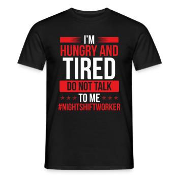 Ouvrier de nuit d’usine Humour Travail de production - T-shirt homme - noir - Devant - AI Model Male 178 light (178cm)