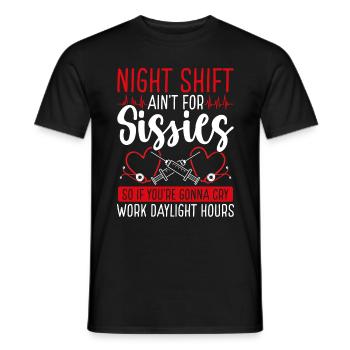 Night Shift Nursing Appreciation Funny Nurse - Men's T-Shirt - black - Front - AI Model Male 178 light (178cm)