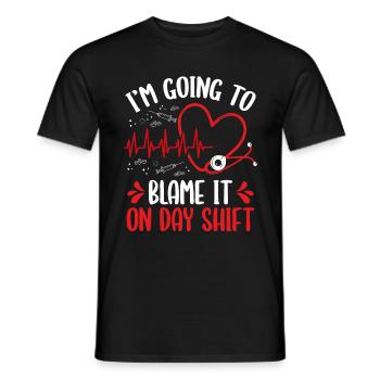 Infirmière de nuit Blâmer sur l’équipe de jour pendant la nuit - T-shirt homme - noir - Devant - AI Model Male 178 light (178cm)